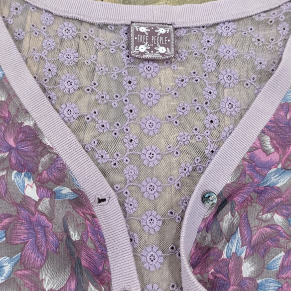 Free people, floral lavender cardigan, Large - Picture 3 of 3